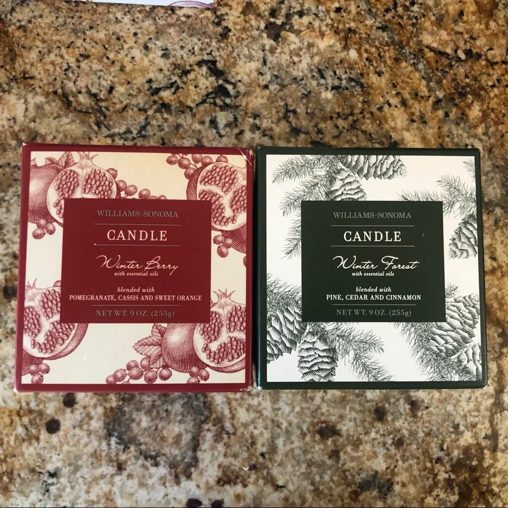 Williams Sonoma pair of Winter scent candles
